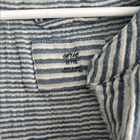 NWOT Aerie Blue and White Striped Shirt 👕 - Picture 2 of 4